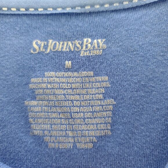 St. John's Bay Womens Top Blue Size Medium 100% Cotton Short Sleeve Pullover - Picture 5 of 12